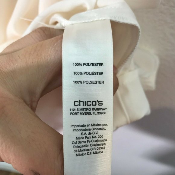 Chicos Round Neck Roll Tab Short Sleeve Blouse 3 - Picture 2 of 7